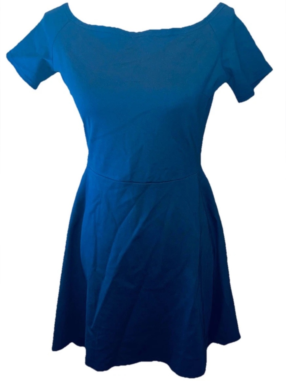 Sarin Mathews Navy Blue Off the Shoulder High Low A-Line Skater Dress NWT Size M